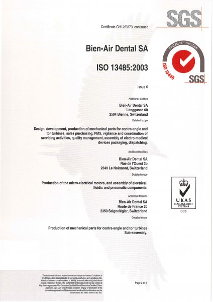 certifikát Bien-Air